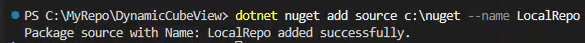 The repository points to the c:\nuget directory and is named LocalRepo.
